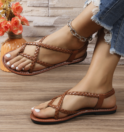 Flat Leather Roman Sandals