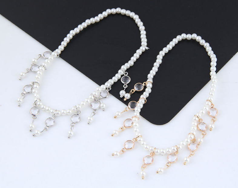 Pearl Beaded Tassel Anklet