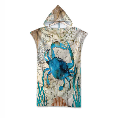 Ocean Print Hooded Beach Towel