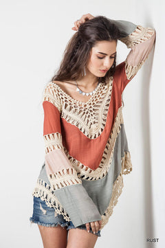 Women's Loose Bohemian Beach Colorful Cover-Up Top