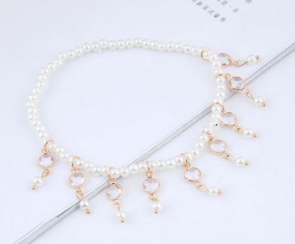 Pearl Beaded Tassel Anklet