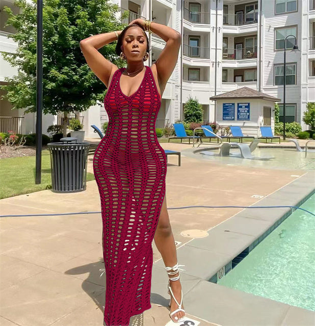 Crochet Beach Cover-Up Maxi Dress – Paradise Items