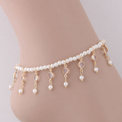 Pearl Beaded Tassel Anklet
