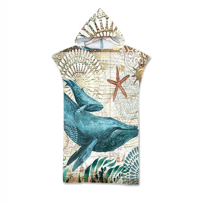 Ocean Print Hooded Beach Towel