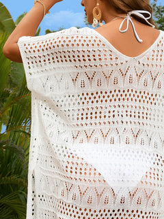 Summer Hollow Knitted Backless Beach Cover-Up Dress