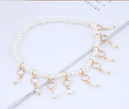 Pearl Beaded Tassel Anklet