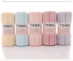Thick Coral Fleece Towels - Striped Face Towels Set of 5
