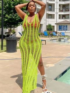 Crochet Knitted Beach Maxi Dress for Women