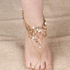 Layered Tassel Beach Anklet