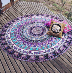 Elephant Print Beach Shawl Mat