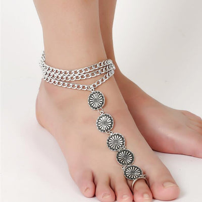 Floral Barefoot Foot Chain