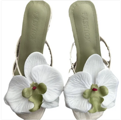 Floral High Heel Slippers