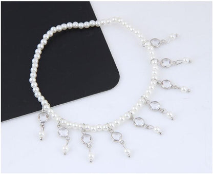 Pearl Beaded Tassel Anklet
