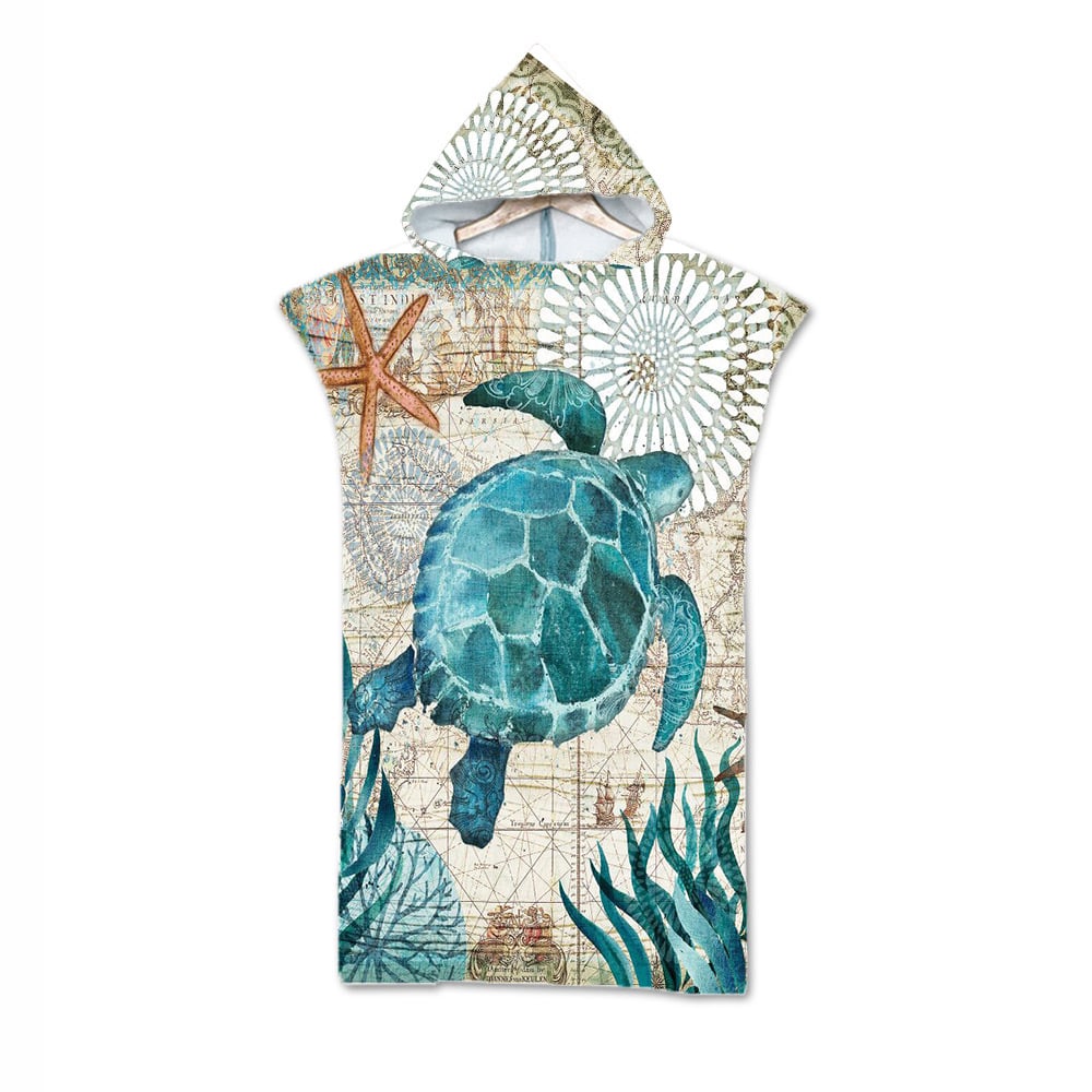 Ocean Print Hooded Beach Towel
