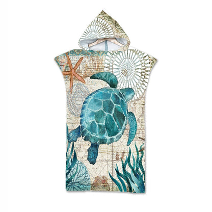 Ocean Print Hooded Beach Towel