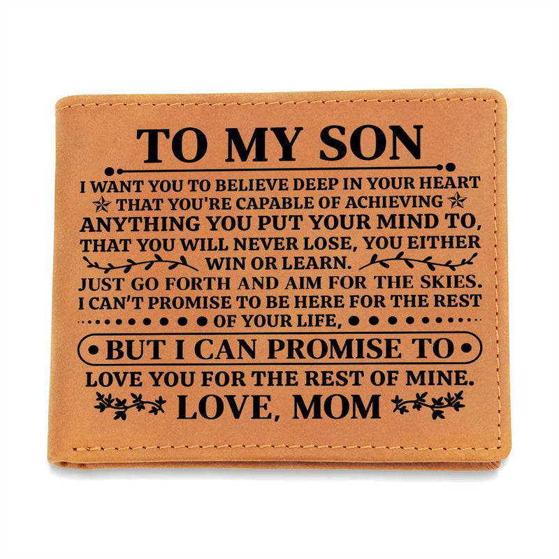 To My Son Promise (Black) – Leather Wallet