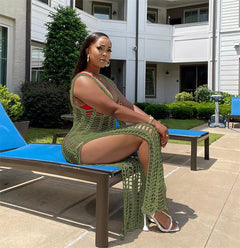 Crochet Knitted Beach Maxi Dress for Women