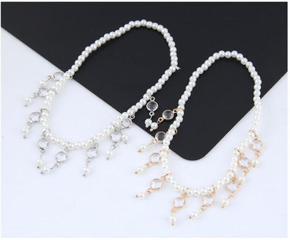 Pearl Beaded Tassel Anklet