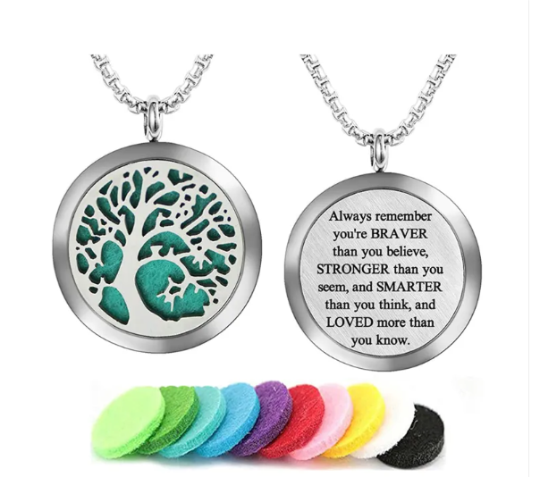Round Stainless Steel Aromatherapy Pendant